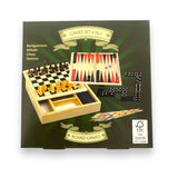 Wooden Game Box Backgammon Chess Mikado and Domino 4 in 1