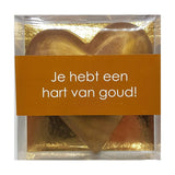Hart van Goud. Chocoladehart Goud 200 gram melkchocolade Brievenbuspost - Wijnbox.nl
