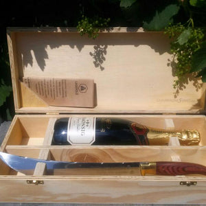 Champagnesabel Laguiole in luxe kist met fles Simonsig Kaapse Vonkel - Wijnbox - wijn - wijn bestellen